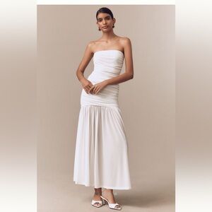 Bardot Solana Strapless Gathered Mesh Stretch Mesh Drop-Waist Maxi Dress